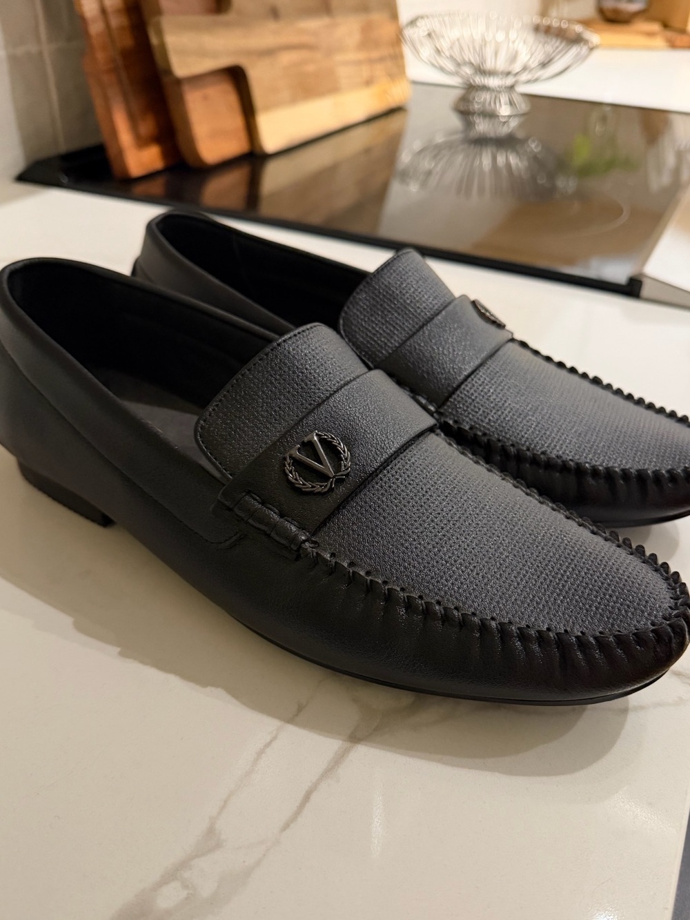 Mens Black Slip-On Loafers